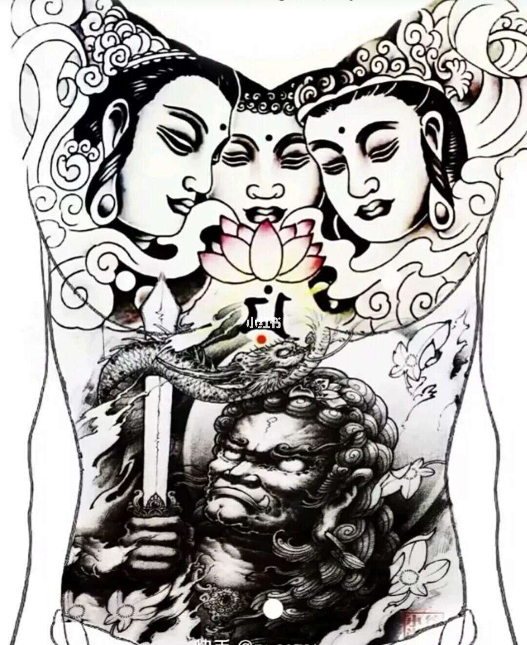 纹身素材第1042期——男士花胸 - 胸部纹身图案大全 武汉老兵纹身