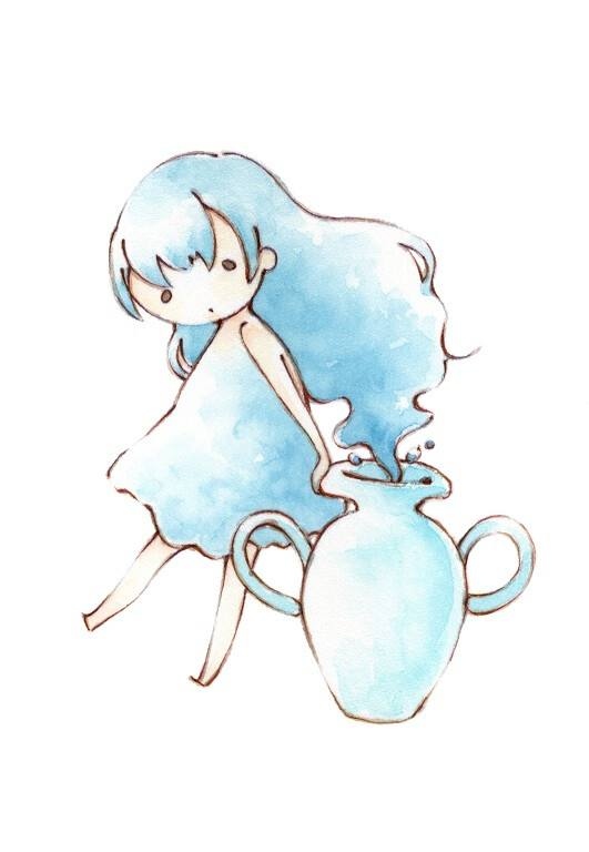 水瓶座卡通萌少女图片