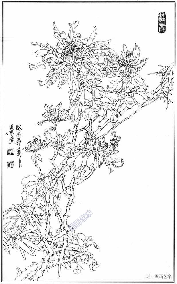 工笔画白描梅兰竹菊