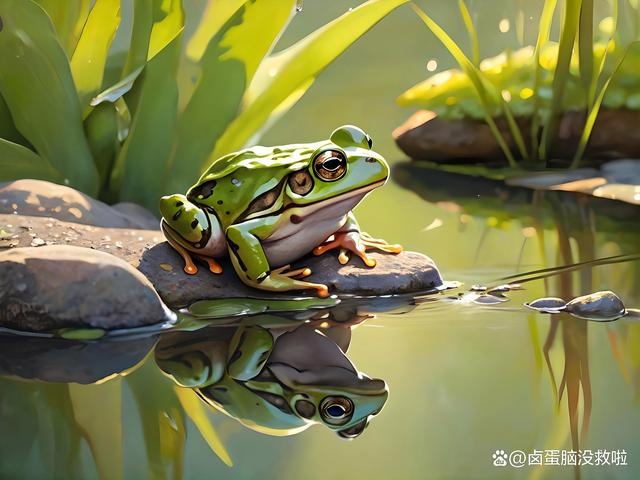 夏天的池塘青蛙图片