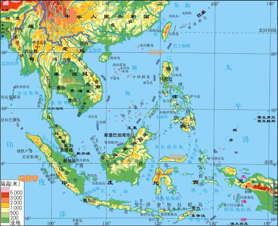 亚洲主要半岛岛屿区图