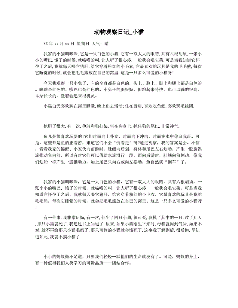 动物日记50字