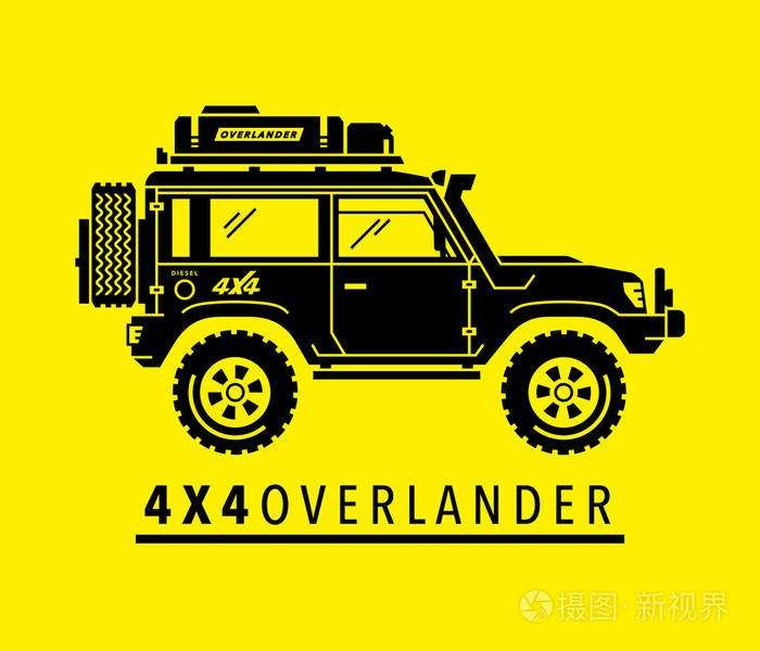 陆上越野四驱车全地形 4wd suv 狩猎车插画-正版商用图片07usme-摄图 越野车插画