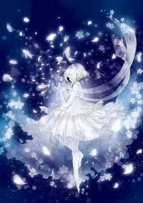 动漫 女生 单人 星空系列 单脚 洁白 绸带 闭眼 纯洁 意境 美腻 梦幻 动漫女生梦幻意境